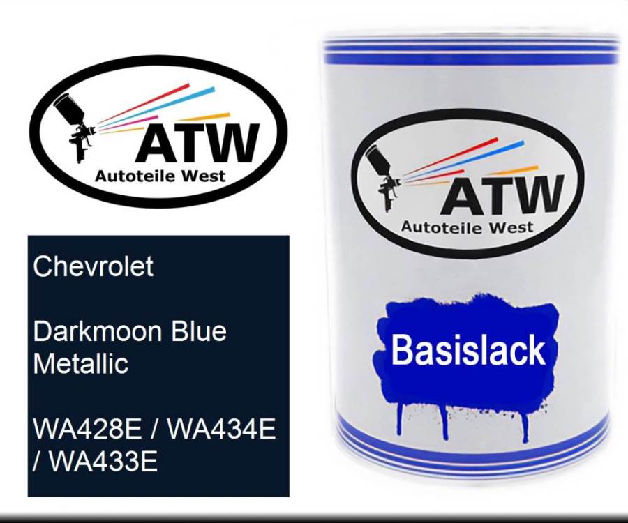 Chevrolet, Darkmoon Blue Metallic, WA428E / WA434E / WA433E: 500ml Lackdose, von ATW Autoteile West.